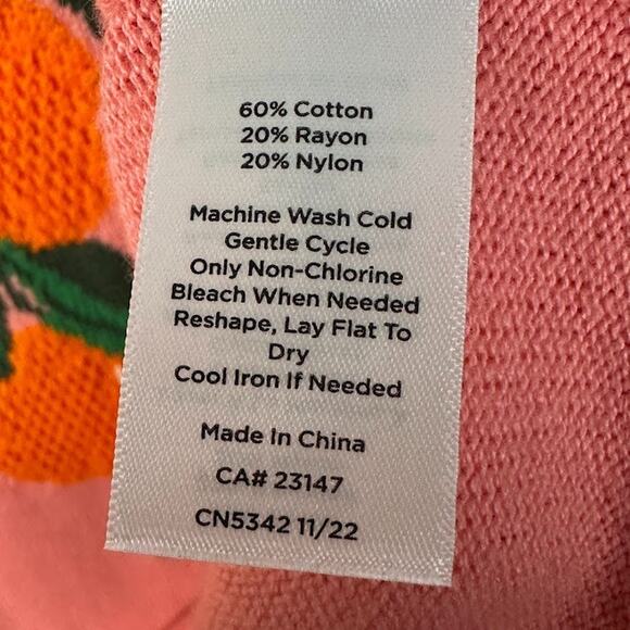 Talbots Sweater Womens 2X Pink Fruit Oranges Long Sleeve Preppy Resort Spring - Picture 7 of 11